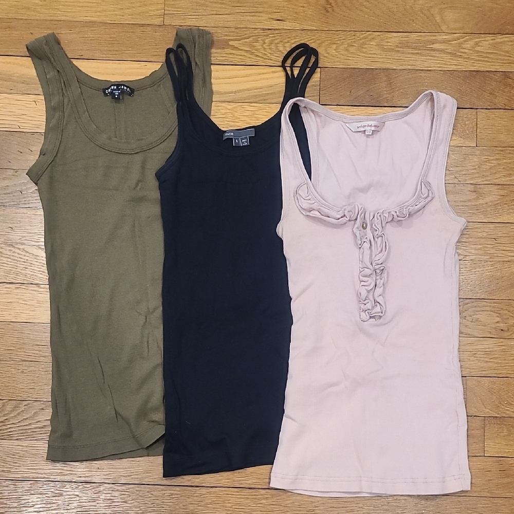 Bundle Tanks- Womens Size Small Tank Tops. Black, Olive Green And Light Pink.